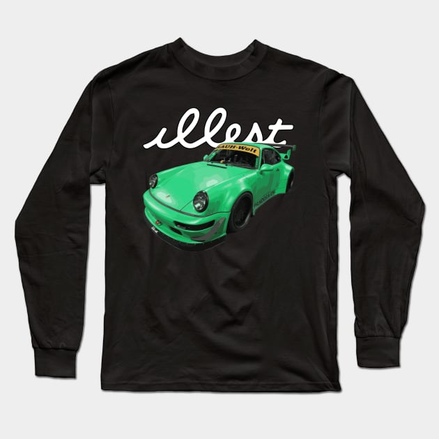 RWB 911 0964 TURBO ILLEST WIDEBODY high performance sports car German automobile STANCED FATLACE HELLAFLUSH Long Sleeve T-Shirt by cowtown_cowboy